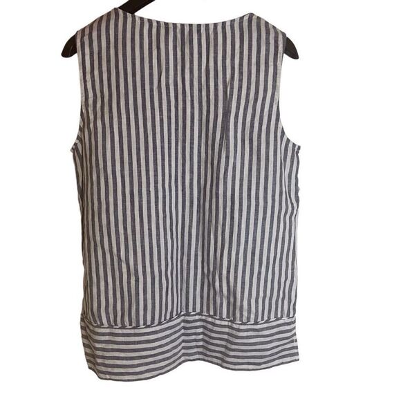 Ellen Tracy Womens Sleeveless Striped Button Linen Nautical Top Size Medium‎ - Picture 5 of 8